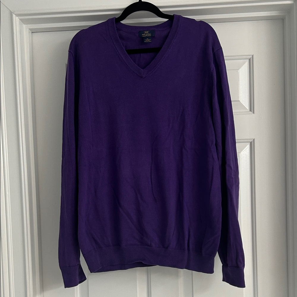 Brooks Brothers Men's Deep Purple V-Neck Sweater